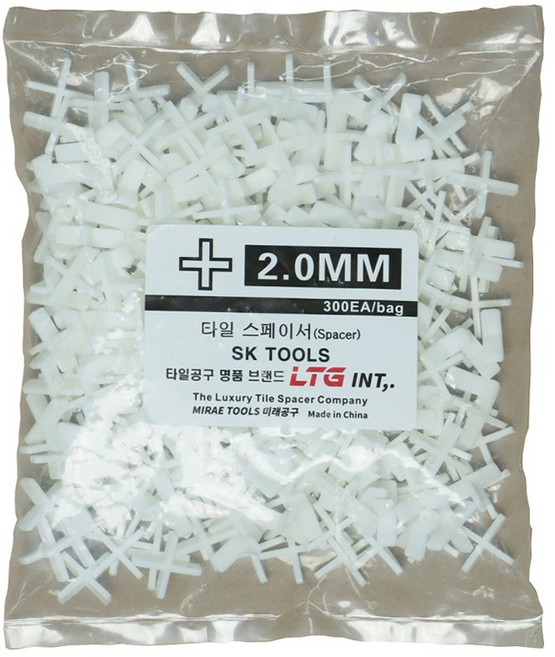 LTG 쿠사비 타일스페이스 타일간격제 십자 2.0mm 300개입, 1. 타일스페이스 2.0mm 십자(+) 흰색, 1개