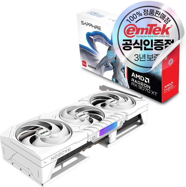 SAPPHIRE 라데온 RX 9070 XT PURE OC D6 16GB(화이트)