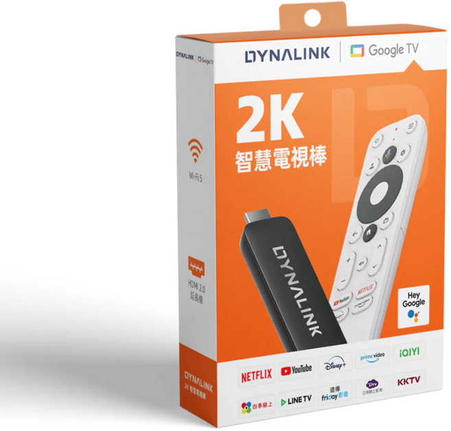 DYNALINK 2K智慧電視棒 Google TV 台灣版 影音串流 語音遙控, 1個, DL-GT18