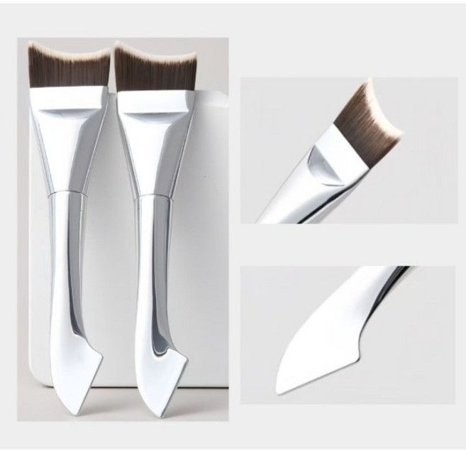 스파츌라 페이스 브러쉬 파운데이션 듀얼헤드, 5개, 실버