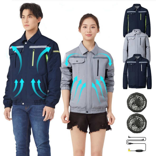 남녀공용 선풍기 조끼 긴팔 아이스 쿨링 긴팔 냉풍 얼음 여름 작업복-ACS573
