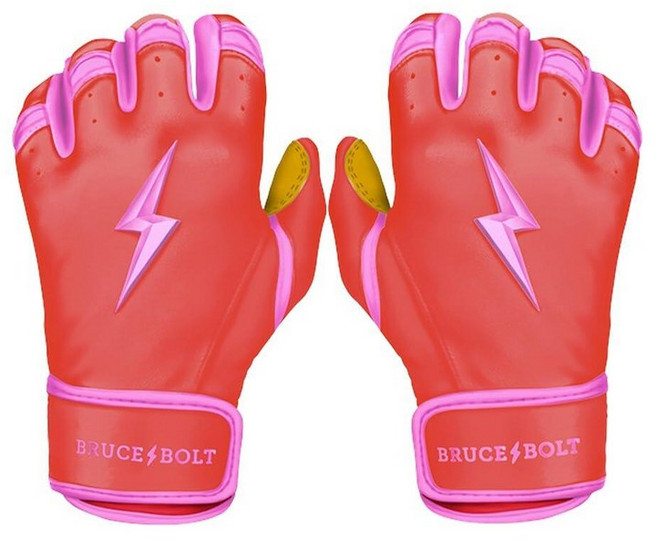 BRUCE BOLT 시그니처 시리즈 쇼트 커프 배팅 장갑 - 브랜든 니모 에디션 - 니모 블루 - 라지, 베이더/핑크, 1개