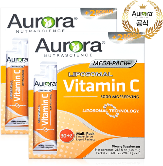 오로라 리포조말 메가팩플러스 비타민C 3000mg 32포 리포좀, 64개, 20ml