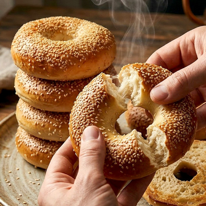 무지방 저칼로리 뉴욕 직수입 참깨 세서미 베이글 다이어트, 6개, 113g