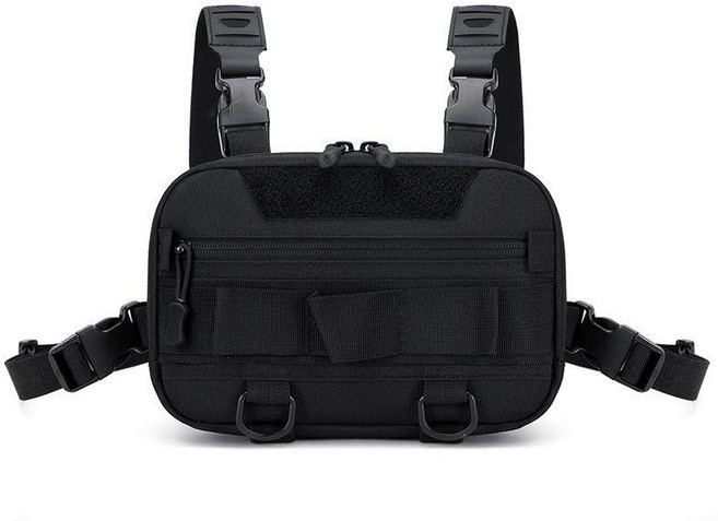 瑪薩威 新款小胸包 戰術迷彩多功能戶外騎行運動馬甲揹包, 黑色, 1個