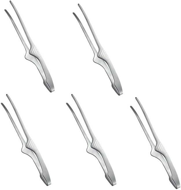 1+1+1+1+1 헬스와미 주방집게 스텐 고기집게 요리핀셋 뜨는집게 캠핑집게, 실버 5세트, 5개