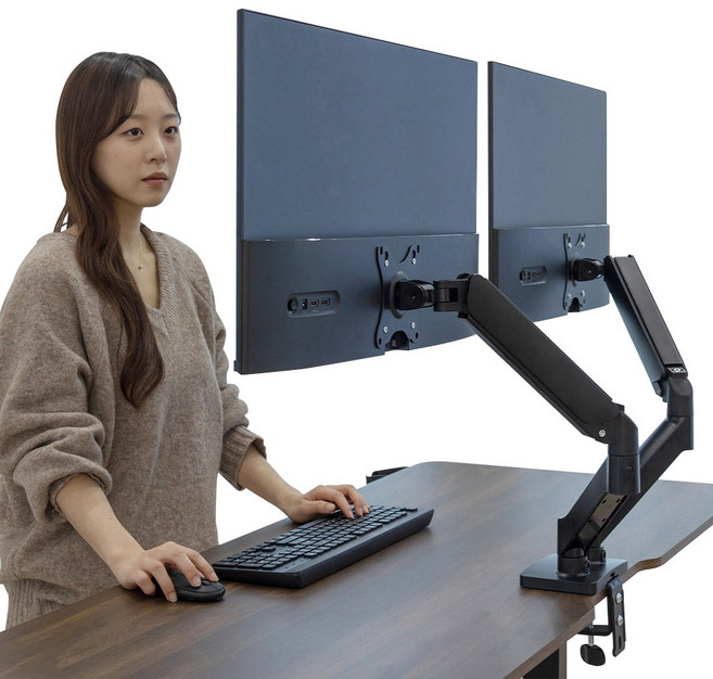 롱코 더 파이널 모니터암 거치대 블랙, 1개, 듀얼