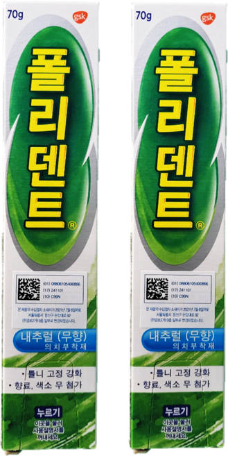 폴리덴트 의치 부착재 내추럴 무향 70g 2개