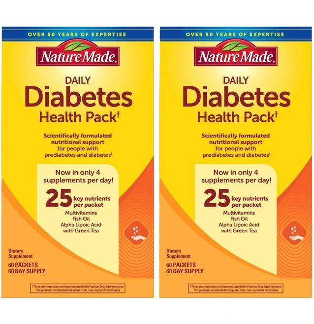 Nature Made 네이쳐메이드 당뇨 건강 Diabetes Health 60패킷 X2팩, 2개, 60정 - 쿠팡