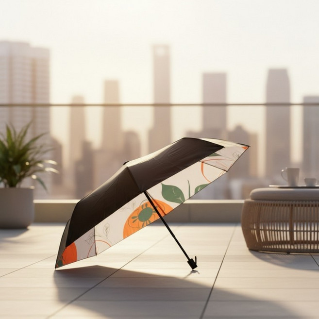 LED 손전등 자동우산 암막접이식우양산 (블랙)