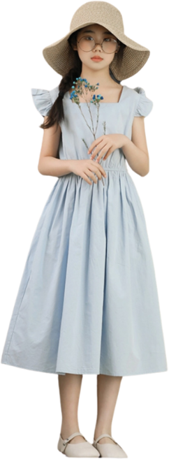 상상키즈 여아 맑은하늘 린넨 롱 원피스