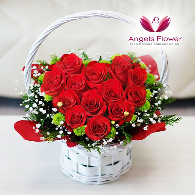 [엔젤스플라워] 마음을 전하는 전국 꽃배달서비스 생화 꽃바구니 꽃다발 당일배송 예약일배송, F06_장미 한아름 하트 일반형
