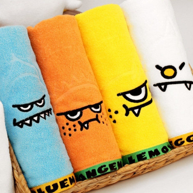 스위트 몬스터 비비드 자갸드 수건 어린이수건 캐릭터수건 귀여운수건 디자인타올 30수 150g, 블루몬(블루), 1개