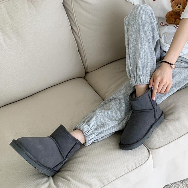 겨울 소가죽 양털 앵글 숏 부츠