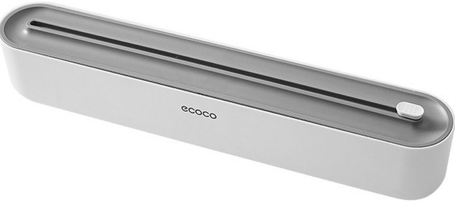 【ECOCO】意可可保鮮膜切割器 廚房 一次性 食品級 家用 滑刀 冰箱神器, E2235背貼款全配-灰色, 1個