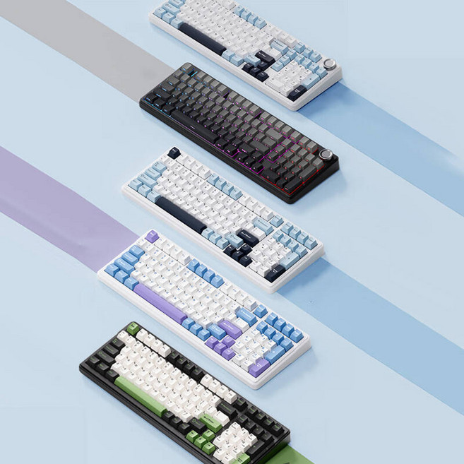 [독거미] AULA F99PRO /F99 무선 기계식 게이밍 키보드 gasket구조 유선+2.4G+블루투스연동OK 8000mah 최신버전, F99 PRO-그린유곡TTC열염퍼플축V2