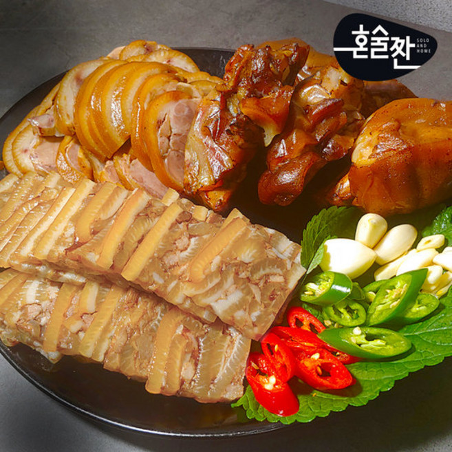 [혼술짠] 제주흑돼지 족발3종A(편육+순살+미니) 550g, 1개