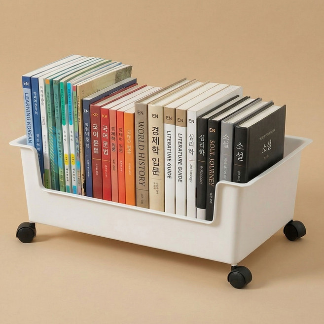 홈닛 바퀴 달린 수납장 정리함 이동식 북카트, 화이트, 1단
