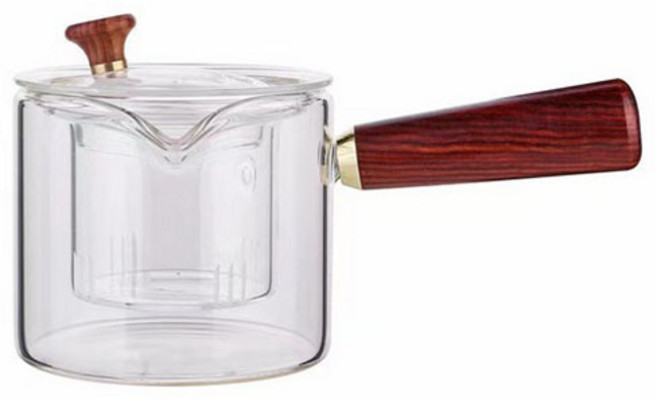 내열 유리 티포트 손잡이 차우림 차 포트 주전자, 1개, 500ml, 투명색