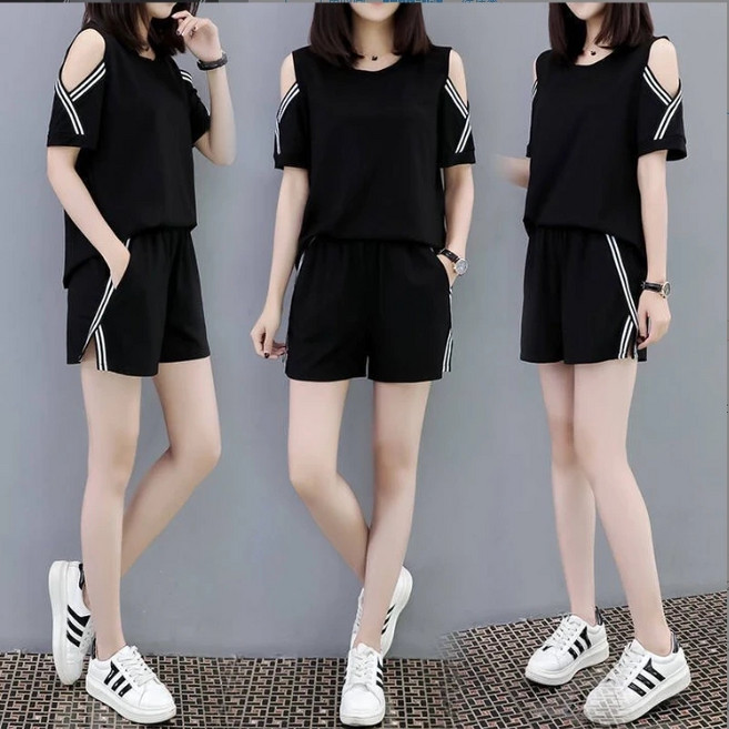 Sealang 여성 여름 반바지 세트 반팔 티셔츠 캐주얼 cong0402QP1