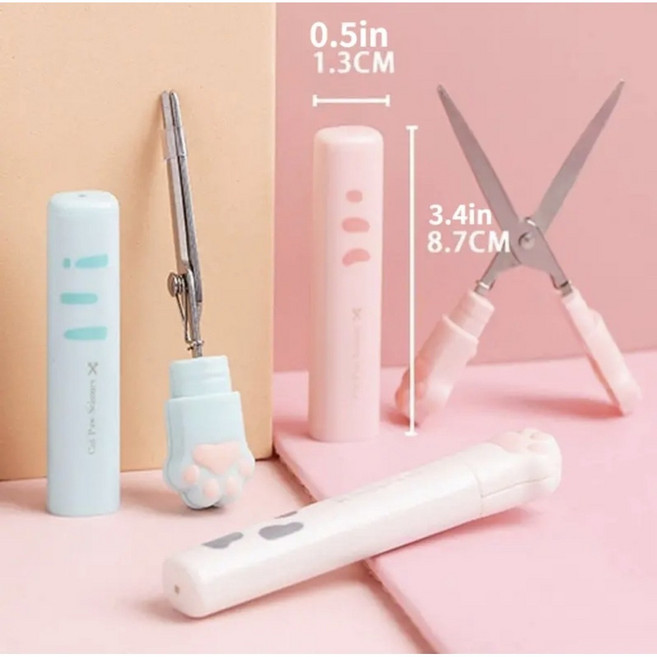 인디케이 냥냥이 미니 가위 혼합 3p, 블루스카이+커터칼, 1개