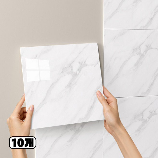 에이제이케이 붙이는 벽지 폼블럭 데코 대리석 타일시트지, 10개, 비앙코 화이트