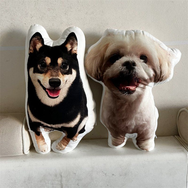 강아지 고양이 맞춤 쿠션 베개 인형 선물 반려견 발려묘 애완견 인형쿠션, 반려동물 맞춤사진(흰색테두리)