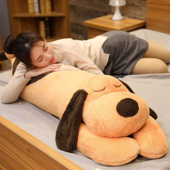 趴趴狗毛絨公仔娃娃 睡覺陪伴玩具, 棕色, 1個, 110cm
