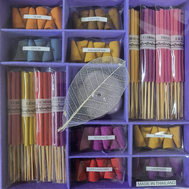 타이아로마 아로마콘향 + 스틱향 인센스16종선물세트, 천연향16종선물세트 타입2, 보라박스