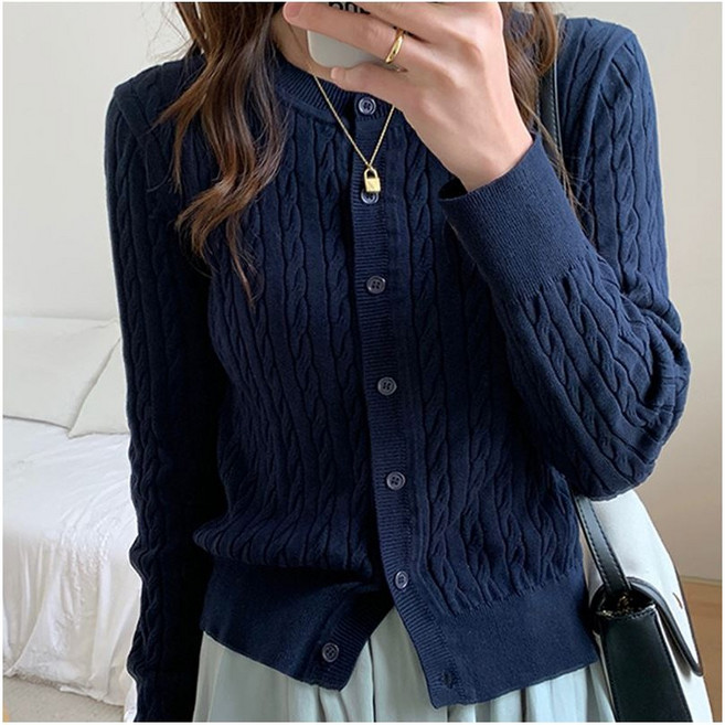 에브리민 얇고 부드러운 꽈배기 니트 기본 레이어드 가디건