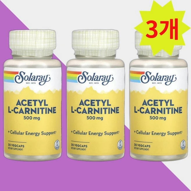 쏠라레이 아세틸 l-카르니틴 500mg 30 베지캡슐, 3개, 30정 - 쿠팡