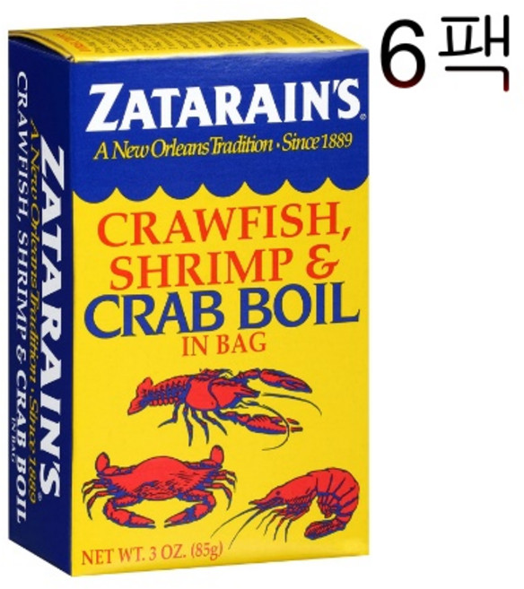 자타라인 크로우피쉬 쉬림프 크랩 보일 3oz(85g) 6팩 Zatarain's Crawfish Shrimp & Crab Boil, 6개, 85g