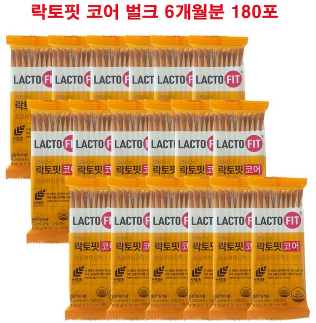 [알뜰한 락토핏코어 벌크 포장 6개월 180포 구성] 종근당건강 락토핏 코어 아연함유 생유산균 LACTO-FIT 최신버전, 20g, 18개