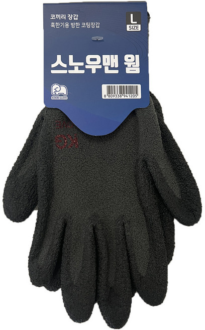 코끼리 코팅장갑 겨울 방한 작업장갑(스노우맨 웜) 5켤레, L, 카키, 5개