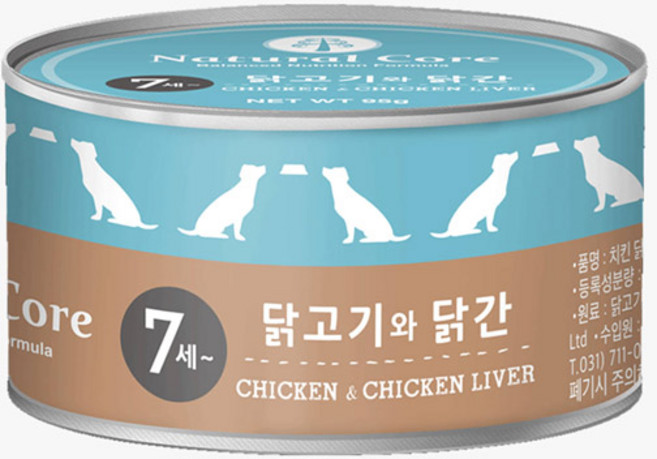 네츄럴코어 시니어 강아지 간식 95g 캔, 1개, 혼합맛(닭고기/닭간)