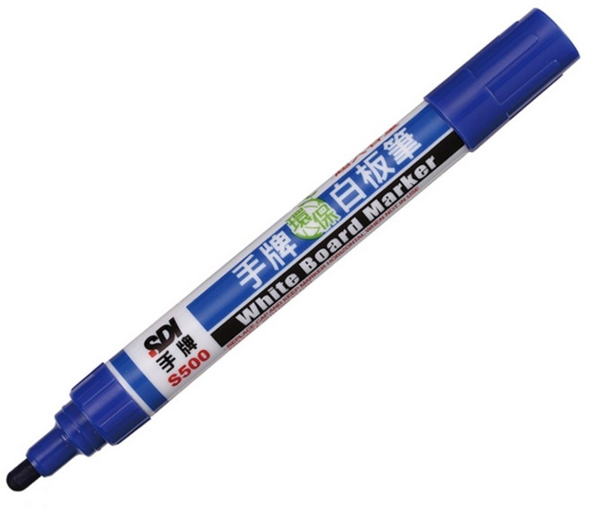SDI 枕頭山 S500 圓頭 無毒 酒精性 環保 白板筆, 藍, 2個裝