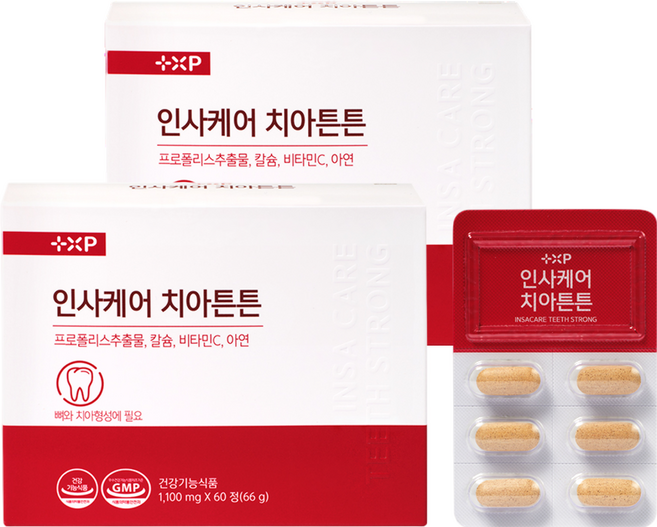 플러스엑스팜 인사 케어 치아 튼튼 뼈 치아 건강 지킴, 2세트, 60정