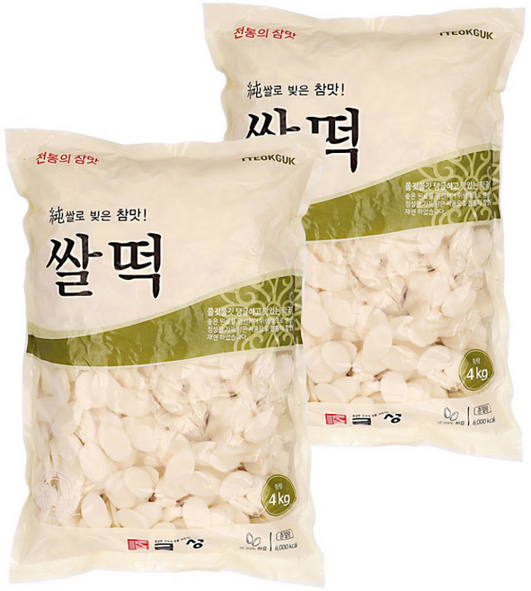 체린루 쫄깃한 쌀 떡국떡 식당용 국내산 만두국떡 4키로, 4kg, 1개