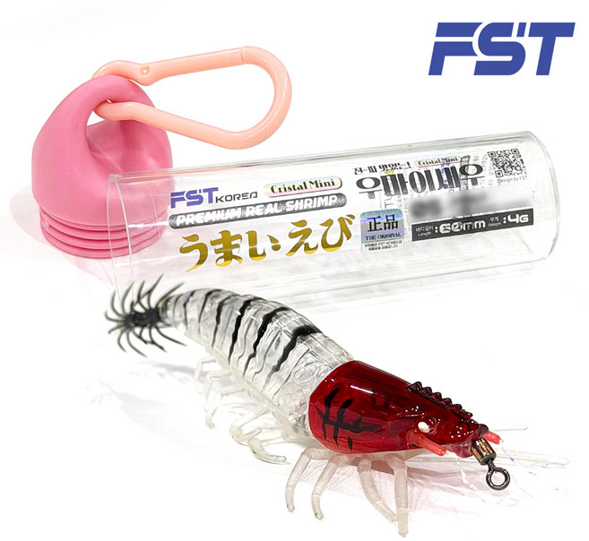 FST 25년 완벽수평침강 리얼새우에기 60mm 우마이 크리스탈 전체 UV+야광 축광 실리콘다리 쉬림프에기 갑오징어 쭈꾸미 한치 에기, #01 리얼보스고추장, 1개, 4g