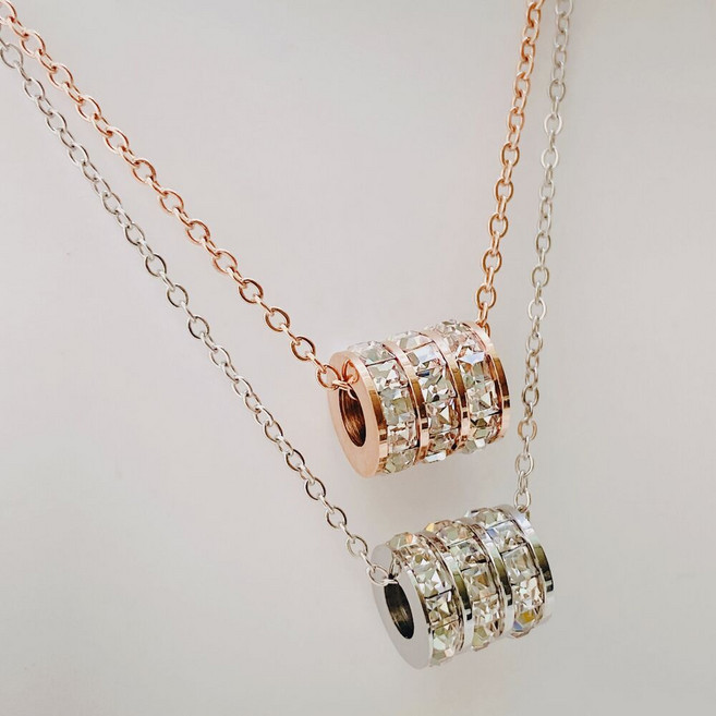 [써지컬스틸 ] 미니 트리플 큐빅 링 목걸이 (2color)