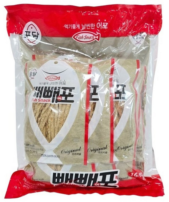 (매장정품) 포담 빼빼어포 24g x 16개 빼빼포 쥐포 마른안주 어포 간식 코스트코 235277