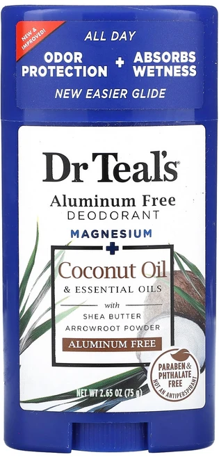 Dr. Teal's 알루미늄 무함유 데오드란트 코코넛오일 75g(2.65oz), DrTeals알루미늄무함유데오드란트코코넛오일75g265, 75g, 1개 - 쿠팡
