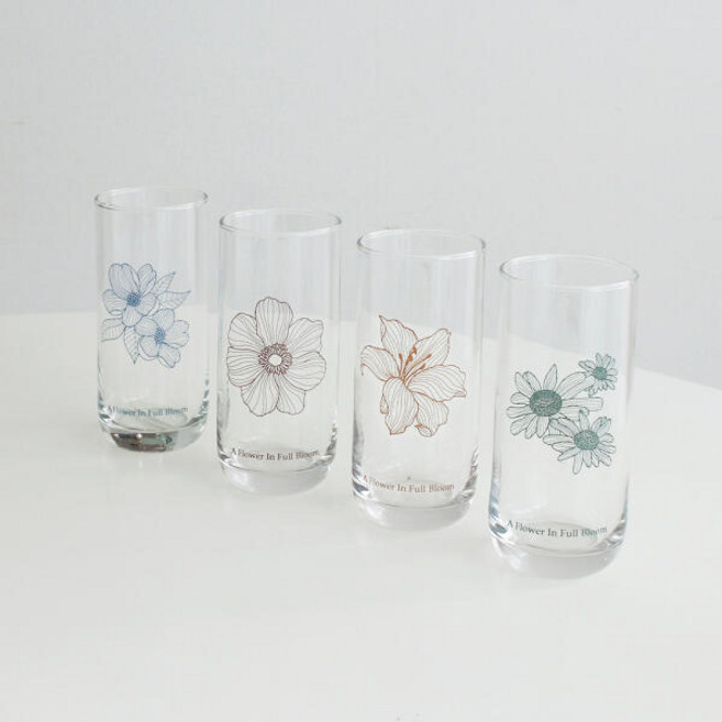 아트박스/로코리빙 블루밍 플라워 글라스 4종 세트, 단품, 1개