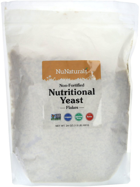NuNaturals Non-Fortified Nutritional Yeast Flakes 1.5 lb (681 g), NuNaturals, Non-Fortified Nutr, 1개