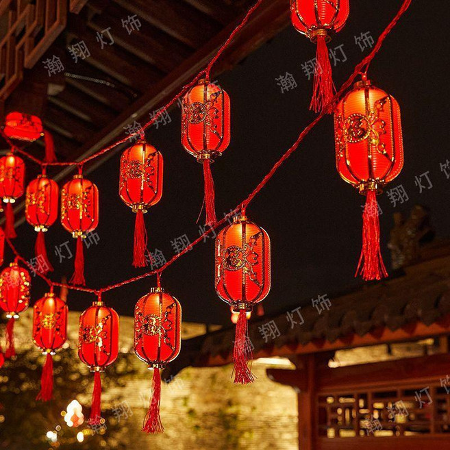 太陽能燈籠 喜慶紅燈籠節日掛飾, 新春金玉滿堂 長福8公分 紅燈籠889,暢銷 5.2米18燈插電款+八閃, 紅, 新春金玉滿堂 長福8公分 紅燈籠889, 暢銷 5.2米18燈插電款+八閃
