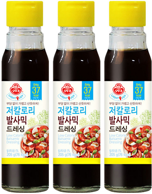 오뚜기 LIGHT JOY 저칼로리 발사믹 드레싱, 205ml, 3개