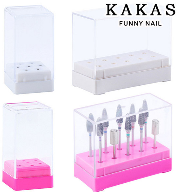 [퍼니네일] 네일드릴비트세트 다이아비트 스톤비트 네일비트 발톱관리 발톱연마기 발톱스케일링기계, 드릴비트케이스 - 핑크 10구, 1개