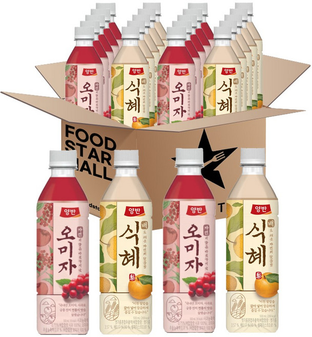 푸드스타 동원 양반 500ml 2종세트(배식혜 오미자차) 각 10입 총 20입, 20개