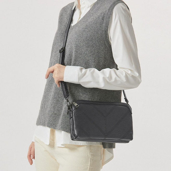 세디스 2단수납 레더 미니 크로스백 분리수납 여행 보조가방 클러치