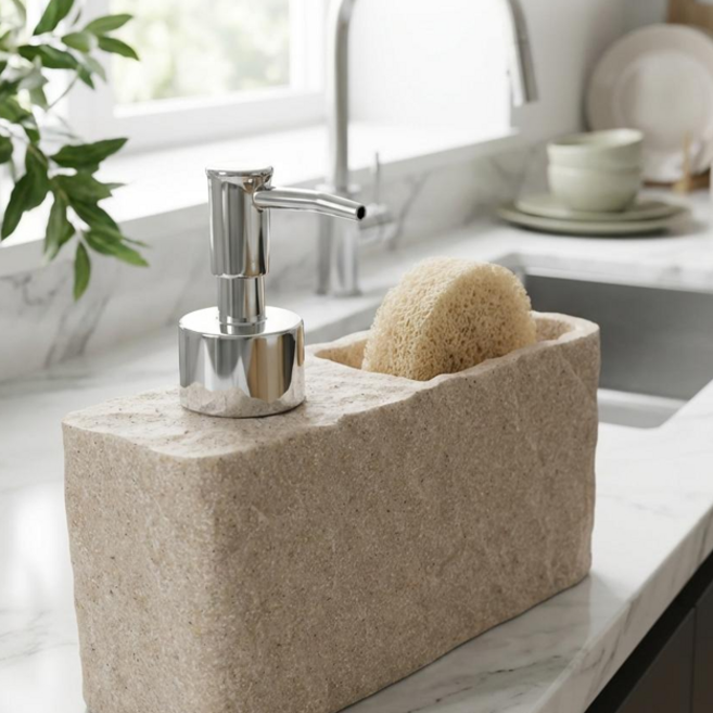 브리즈앤비 모던 펌프형 수세미거치 세제통, 1개, 베이지